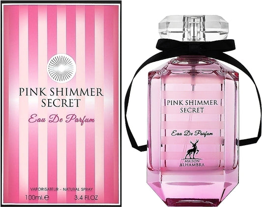 Pink Shimmer Secret Maison Alhambra Eau de Parfum - Perfume Árabe para Mulheres 100ml 3.4oz